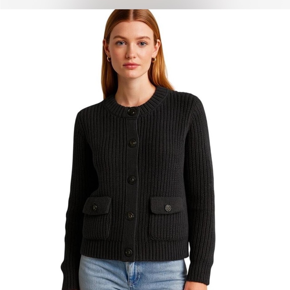 LOFT Black Button-Up Cardigan
